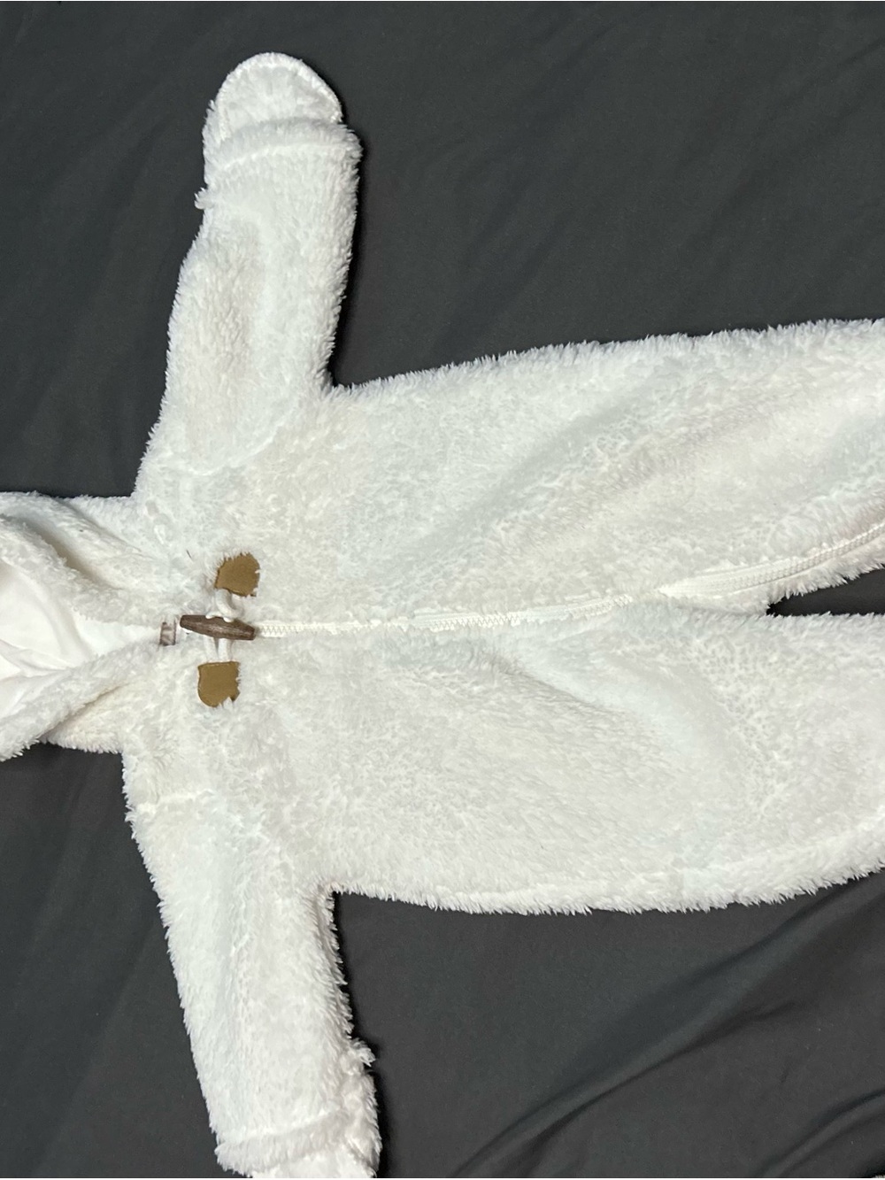 Carter Baby  White Plush One-Piece Hoodie Romper